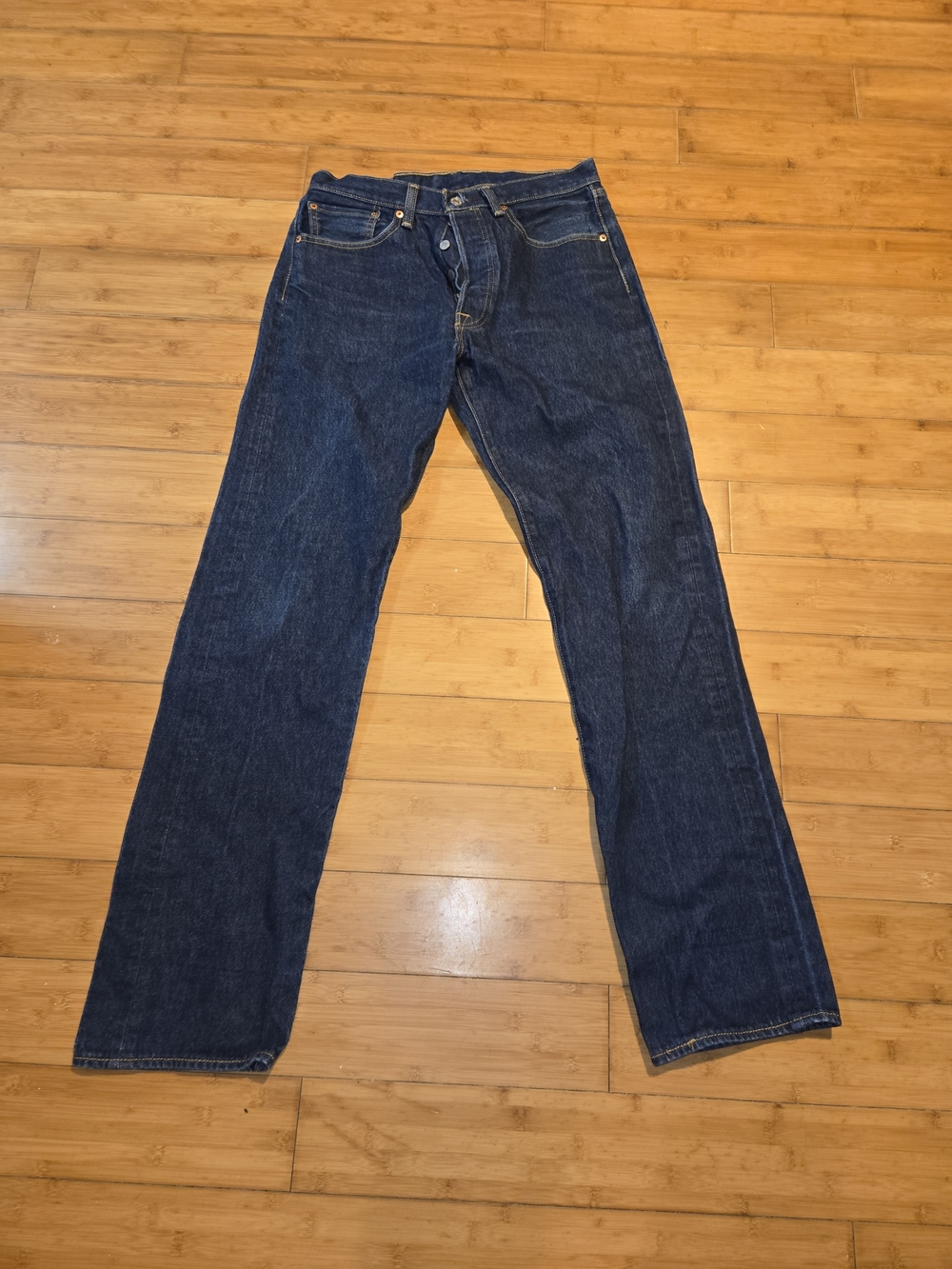 Levis 501 Jeans Men's 32x36 Tall Straight Leg Button Fly Denim Blue Wash
